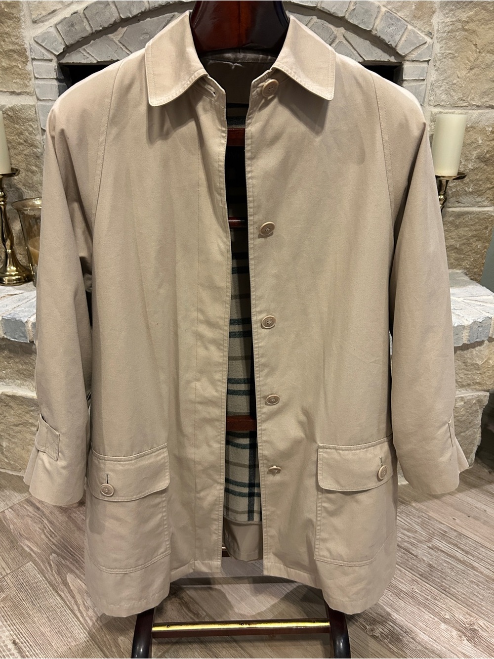 London Fog Beige Trench Coat with Button Front